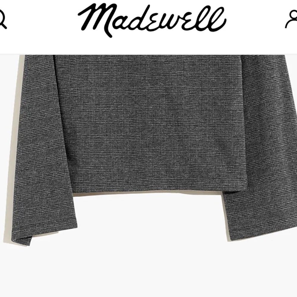 Madewell Wide Sleeve Mock Neck Top in Glen Plaid - Picture 11 of 11